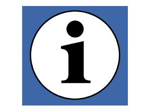 Infosymbol: schwarzer Buchstabe "i" innerhalb eines weißen Kreises auf blauem Hintergrund