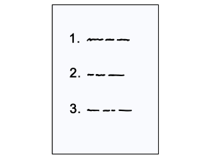 Zeichnung eines weißen Blattes im Hochformat mit den Punkten erstens, zweitens, drittens und angedeuteter Schrift