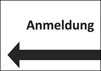 Piktogramm für die Anmeldung mit Pfeil nach rechts. Bild: Bundesfachstelle Barrierefreiheit