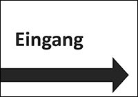 Piktogramm Eingang mit Pfeil nach rechts. Bild: Bundesfachstelle Barrierefreiheit