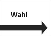 Piktogramm zur Wahl mit Pfeil nach rechts. Bild: Bundesfachstelle Barrierefreiheit