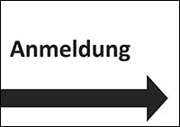 Piktogramm für die Anmeldung mit Pfeil nach rechts. Bild: Bundesfachstelle Barrierefreiheit