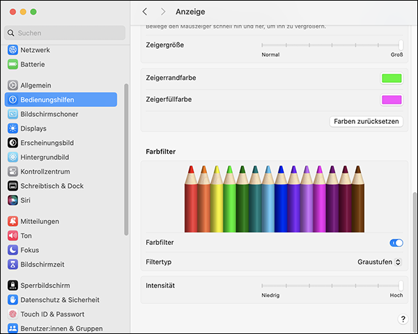 Abbildung der Funktion, wie man die Bildschirmlupe bei Apple-Geräten aktiviert