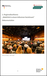 Titelbild der Dokumentation zur 1. Regionalkonferenz Mobilität in einem inklusiven Sozialraum