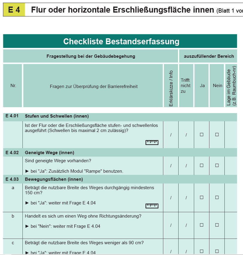 Ausschnitt der Checkliste zu Paragraf 8 BGG - Grafik: Bundesfachstelle Barrierefreiheit