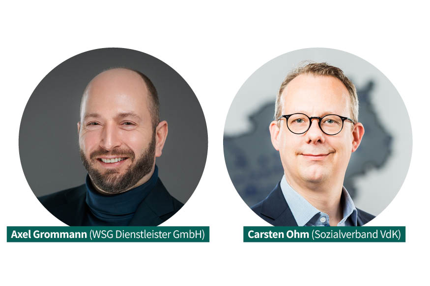 Porträtfoto von Carsten Ohm und Axel Grommann. Axel Grommann hat einen Bart und kurze, braune Haare. Carsten Ohm trägt eine Brille und hat kurze, blonde Haare.